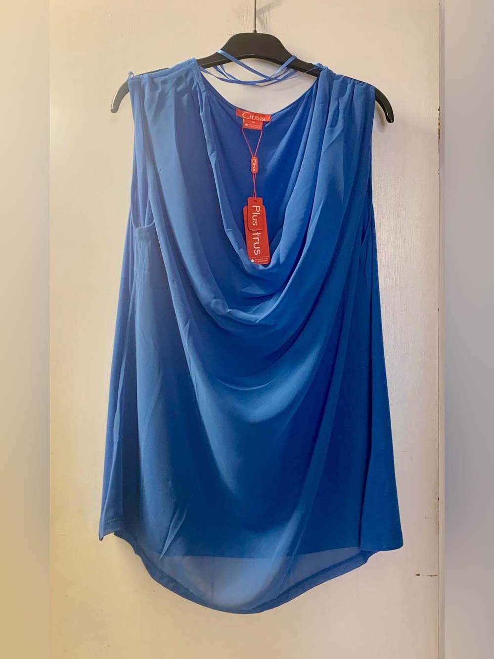 Plus (Full Figure) Drape-neck Tank with Chiffon Overlay